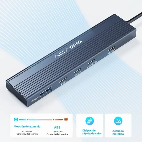 Vista 6 de ACASIS Divisor USB C con salida de video 4K a 60Hz, concentrador USB C de 10 Gbps, 1 salida de video USB C para monitor portátil, 3 USB C 10 Gbps
