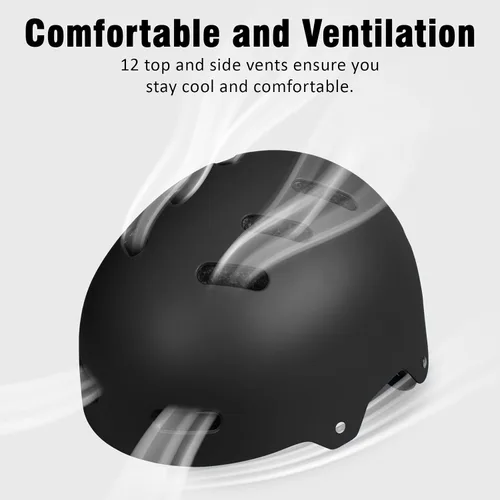 Vista 6 de Casco de patineta y bicicleta para adultos, mujeres, hombres, jóvenes y niños (2-3-5-8-14+ años, niños y niñas) - Casco ajustable multideporte