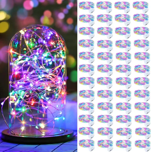 Vista 19 de AIKEI Paquete de 12 luces LED de hadas que funcionan con pilas, guirnaldas de luces impermeables de 7 pies, 20 luces LED de luciérnagas estrelladas