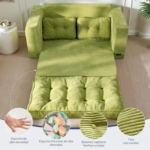 Vista 5 de MAXYOYO - Sofá cama convertible, sofá cama extraíble, sofá cama plegable 2 en 1, sofá cama de suelo desplegable con almohadas para sala de estar