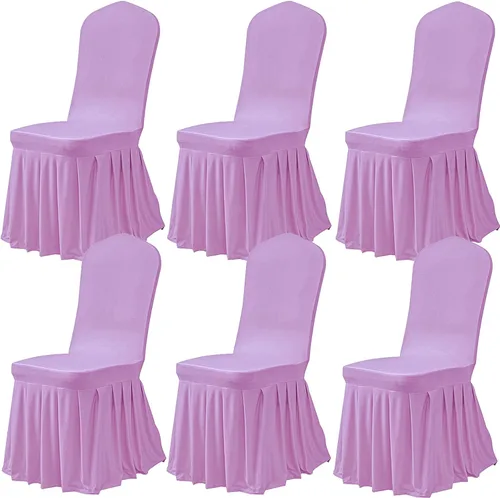 Vista 10 de Dimatic Juego de 2 fundas elásticas para sillas de comedor, fundas Parsons con falda, de elastano súper ajuste, funda protectora de asiento para Azul