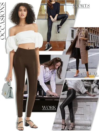Vista 7 de Tapata Leggings de yoga de piel sintética de 252729 pulgadas para mujer, pantalones de cintura alta, pantalones pequeños para entrenamiento
