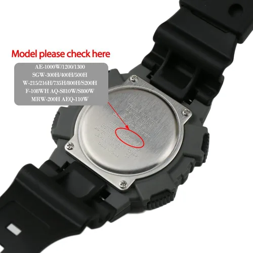 Vista 6 de Correa de reloj de repuesto de resina natural para Casio AE-1200 SGW-300H MRW-200H W-735H correa de goma impermeable, Moderno