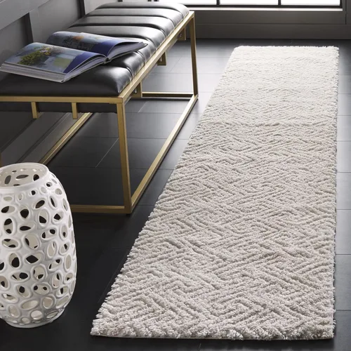 Vista 11 de SAFAVIEH Tahoe Shag Collection - Alfombra de pasillo, 2 x 9 pies, color beige, diseño geométrico, felpa de 1.2 pulgadas de grosor, ideal para zonas