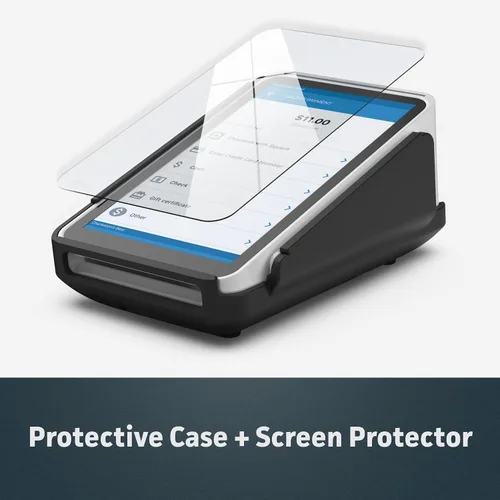Vista 3 de ENCASED Funda protectora y protector de pantalla para lector de tarjetas de terminal cuadrado - Carcasa rígida de goma con base antideslizante
