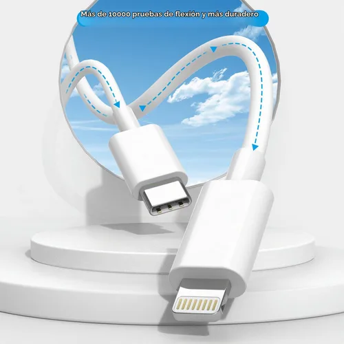 Vista 6 de Cable de carga rápida para iPhone [certificado MFi de Apple], paquete de 3 cables de carga de teléfono de 20 W, bloque de cargador USB C