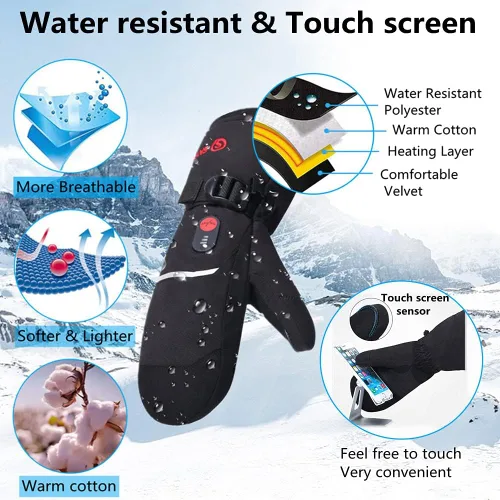 Vista 3 de Savior Heat Guantes para hombre y mujer, guantes eléctricos recargables, adecuados para el trabajo al aire libre, esquí, correr, senderismo, etc.