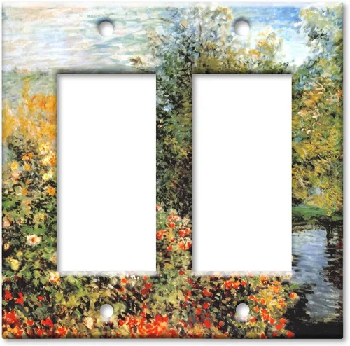Vista 11 de Art Plates - Cubierta de placa de interruptor en blanco de dos bandas - Monet: Stiller Winkel - (Hecho en EE. UU.)