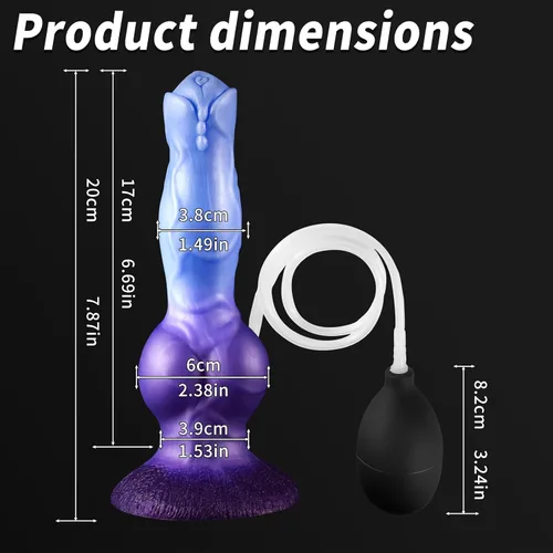 Vista 2 de Squirting Monster Dog Silicone Dildo with Suction Cup (Blue) Soft Akin-safe silicone Strong Auction Cup for Hands-free Anal Plug Penis for