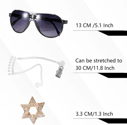 Vista 4 de Juego de regalo para portador de anillos de boda, caja de seguridad para anillos con oreja espía, insignia exclusiva, lentes de sol negros, tarjeta