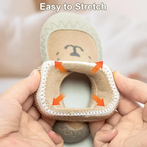 Vista 5 de 2 pares de zapatos antideslizantes estilo caroon para bebés, zapatos para niños y niñas, zapatos para caminar, zapatos de goma suave con pantuflas