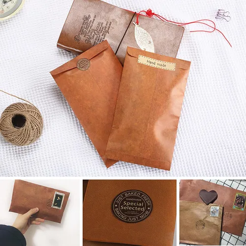 Vista 3 de Juego de papel estacionario vintage + sobres de estraza con calcomanías de sellado, 64 piezas de 4 patrones de papel de escritorio de 8.3 x 5.7 [02]