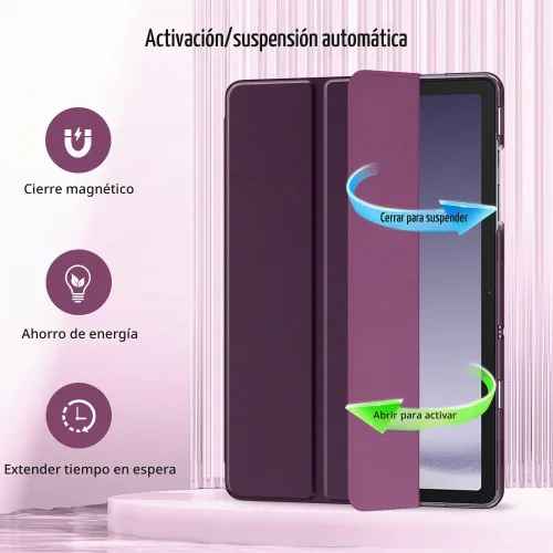 Vista 5 de MoKo Funda triple para Galaxy Tab A9 Plus/A9+ de 11 pulgadas 2023, morado 1-púrpura oscuro