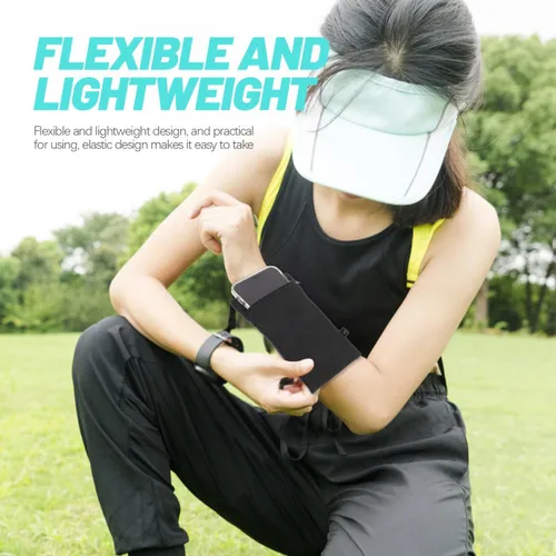 Vista 8 de UKCOCO Brazalete ajustable para teléfono deportivo para correr, soporte ligero para teléfono celular con bolsa de muñeca transpirable, accesorio