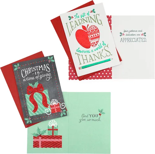 Vista 4 de Hallmark Surtido de tarjetas de Navidad para profesores o niñeras de niños (10 tarjetas con sobres) (2299XXM3012)