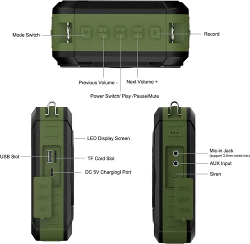 Vista 8 de Amplificador de voz impermeable con micrófono inalámbrico M801 20W Microphone with Speaker Portable Megaphone with Mic, Bluetooth Personal PA