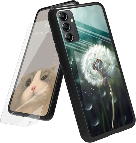 Vista 14 de Funda para Samsung Galaxy A12 5G con protector de pantalla, parte trasera de vidrio templado + TPU de silicona suave que absorbe los golpes