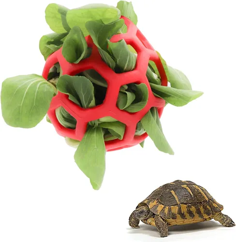 Vista 6 de Tirifer Bola alimentadora de tortuga, 5.5 pulgadas, fomenta los comportamientos de alimento, mantiene a las mascotas entretenidas