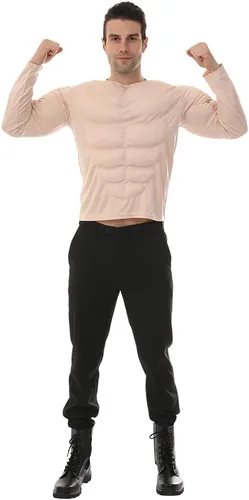 Vista 3 de EraSpooky Camisa muscular para hombre, culturista, accesorio de disfraz de Halloween para adultos, camisa muscular acolchada