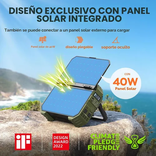 Vista 2 de BLAVOR - Generador solar de 1600 W, estación de energía de 1024 Wh con Verde