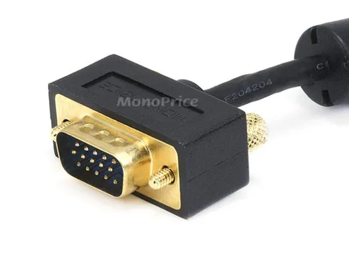 Vista 2 de Monoprice Cable de monitor ultra delgado SVGA 30/32AWG M/M de 1.5 pies con ferritas (conector chapado en oro)