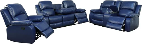 Vista 33 de Juego de muebles de cuero sintético para sala de estar, juego de sofá reclinable, sofá de dos plazas, juegos de muebles para sala de estar, sofá