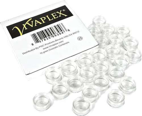 Vista 5 de 25 frascos de plástico transparentes Vivaplex, 0.35 onzas, contenedores cosméticos, con tapas