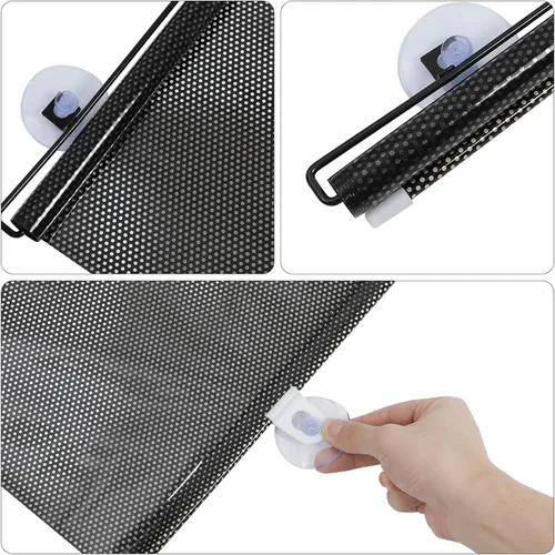 Vista 4 de Artibetter Persianas opacas para filtrar la luz, sin taladro, con 3 ventosas, persianas enrollables portátiles temporales para el hogar, oficina