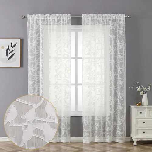Vista 24 de OVZME Anji Clip Voile Sheer Tiers RD 2X30X36 Negro