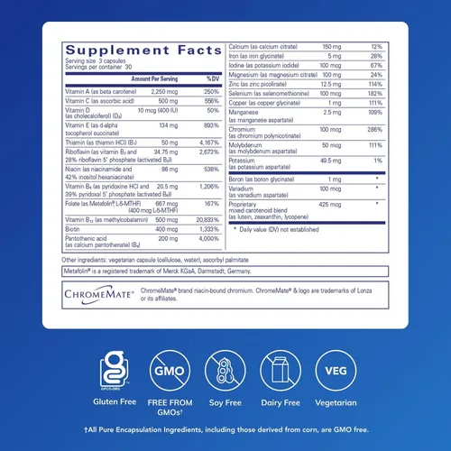 Vista 2 de Pure Encapsulations Nutrient 950 Suplemento multivitamínico mineral para apoyar las funciones fisiológicas y un estilo de vida saludable* 90
