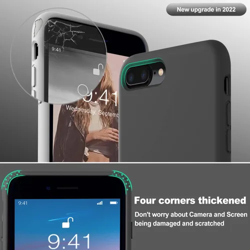 Vista 2 de Vooii Funda compatible con iPhone 8 Plus, iPhone 7 Plus, protección de goma de gel de silicona suave, forro de microfibra, carcasa rígida a prueba