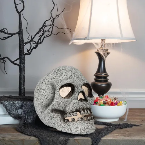 Vista 2 de Ashland Calavera de piedra iluminada LED de 12.5