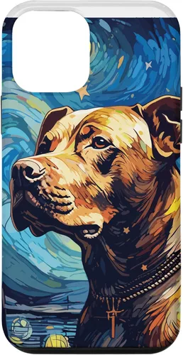 Vista 16 de Funda para iPhone 16 Pitbull Starry Night para perro, mamá, perro, papá