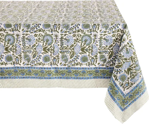 Vista 83 de ATOSII Mantel 100% algodón, Amara, floral, hecho a mano, rectangular, de lino, para cocina, comedor, fiestas, bodas, exteriores, picnics, Pascua