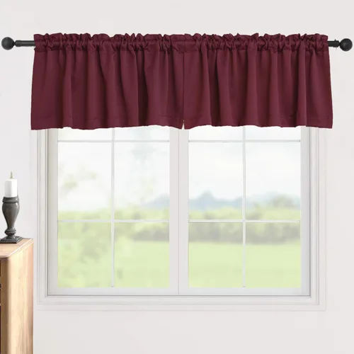 Vista 7 de Pickluc Cortinas opacas con cenefa de 18 pulgadas de largo, cortinas cortas con bolsillo para barra para ventana de cocina, baño, sala de estar