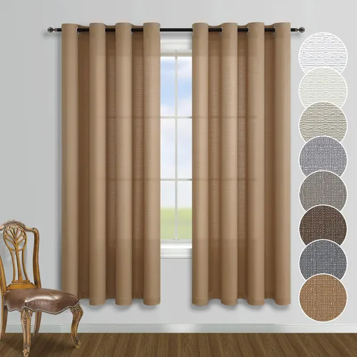 Vista 10 de KOUFALL - Cortinas transparentes con aspecto de lino