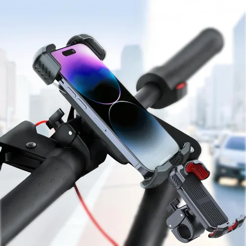 Vista 6 de Soporte universal para teléfono para bicicleta, ajustable, seguro y ajustable, con rotación para llamadas manos libres con versión de plástico todo