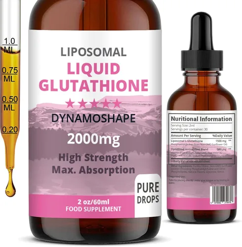 Vista 7 de Glutatión liposomal de 2000 mg con vitamina C, líquido de glutatión oral, suplemento antioxidante para desintoxicación, absorción superior, dosis