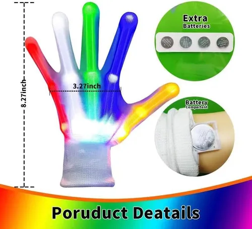 Vista 5 de Disfraz de Halloween para niños, juguetes geniales para guantes LED iridiscentes, regalos únicos para edades de 13 años en adelante, juguete
