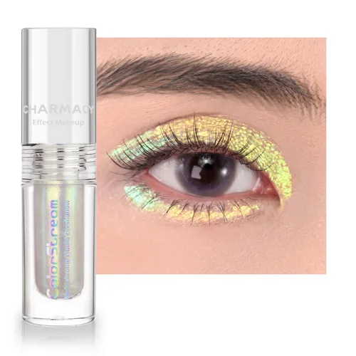 Vista 8 de CHARMACY Sombra de ojos líquida duocroma, aspecto metálico, juego de sombras de ojos con purpurina de larga duración, pigmentos metálicos, secado