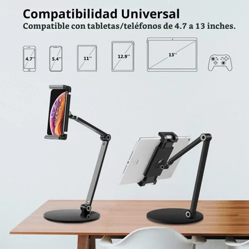 Vista 4 de Soporte para iPad para Escritorio, Soporte Surface Pro, Soporte Ajustable Multi-Ángulo para Tableta para Pantalla de 4.7''- 13'' Microsoft Surface