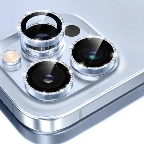 Vista 19 de GolbinBox Protector de lente de cámara para iPhone 13 Pro/13 Pro Max, ajuste invisible 1:1, vidrio templado 9H, funda individual de metal ultra HD