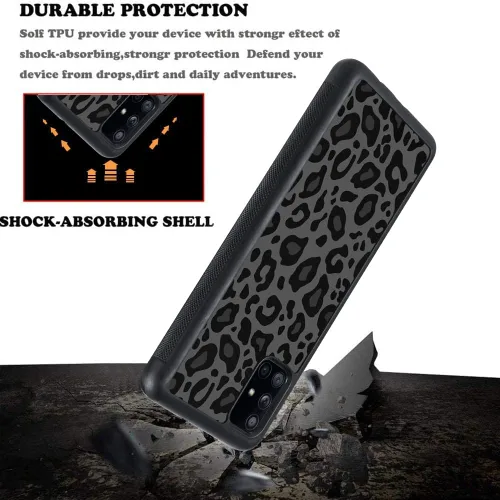 Vista 3 de KANGHAR - Carcasa compatible con Galaxy A51 5G, diseño de leopardo negro Tire Texture Non-Slip + Shockproof Rugged TPU Protective Case Designed