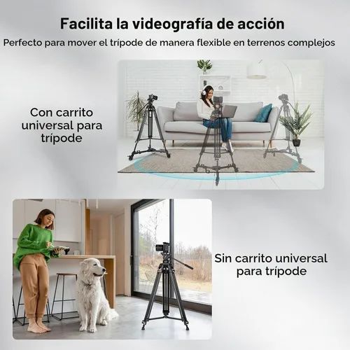 Vista 5 de SmallRig Carrito/Dolly Universal para Trípode de Fotografía, Resistente con Ruedas de Goma de 3", Patas Ajustables y Bolsa de Transporte, Capacidad