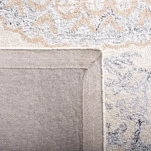 Vista 4 de SAFAVIEH Marquee Collection - Alfombra para pasillo, 2 pies 3 pulgadas x 8 pies, beige y gris, diseño de medallón floral, lana hecha a mano, ideal