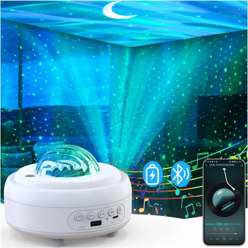 Vista 9 de HUMIIEYE Proyector de Galaxia con Altavoz Bluetooth, Luz Nocturna Proyector de Estrellas para Dormitorio, 8 Modos Proyector Aurora de Luces