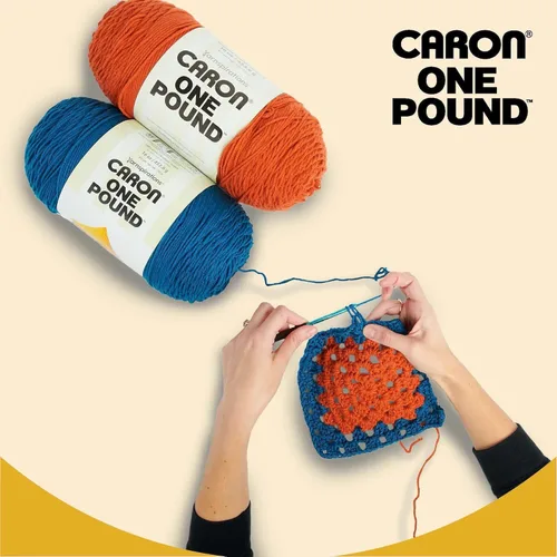 Vista 7 de Caron Hilo sólido de una libra, 16 onzas, calibre 4 mediano, 100% acrílico, color azul medianoche, para ganchillo, tejido y manualidades (1 unidad)