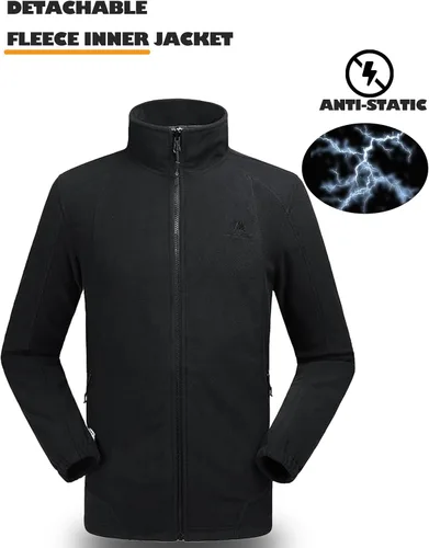 Vista 4 de CAMELSPORTS Chaqueta de esquí de montaña 3 en 1 para hombre, chaqueta de invierno impermeable, chaqueta de nieve cálida con capucha, abrigo