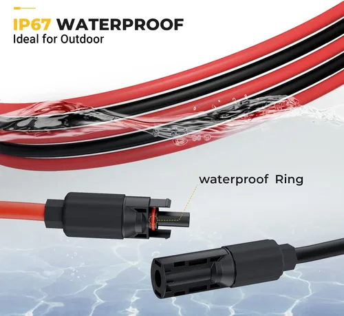 Vista 4 de BougeRV Cable de extensión solar 8AWG de 3 pies con conector hembra y macho con par adicional de conectores, kit de adaptador de panel solar