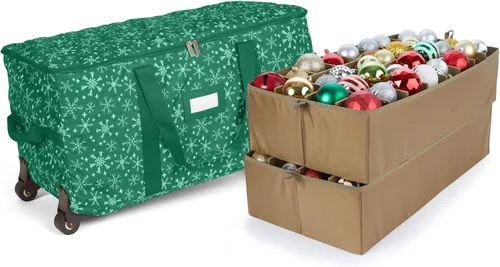 Vista 80 de Covermates Keepsakes Bolsa de almacenamiento ajustable para adornos, con asas de transporte, protección acolchada, ruedas dobles, almacenamiento